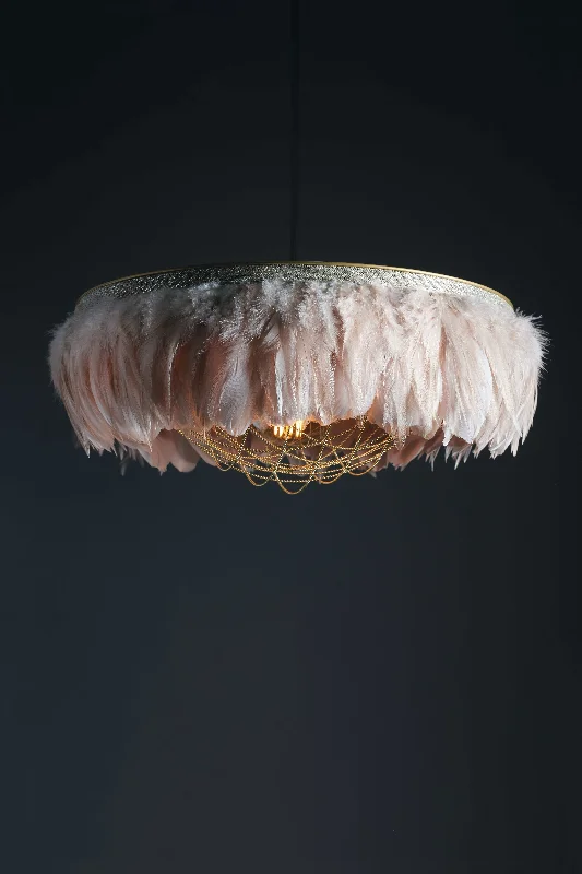 Bohemian - Style Beaded Chandeliers for Eclectic DecorColdharbour Lights Juliette Feather Shade - Blush Pink