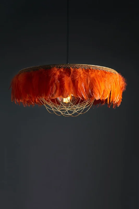 Chandeliers with Adjustable Arms for Directional LightingColdharbour Lights Juliette Feather Shade - Burnt Orange