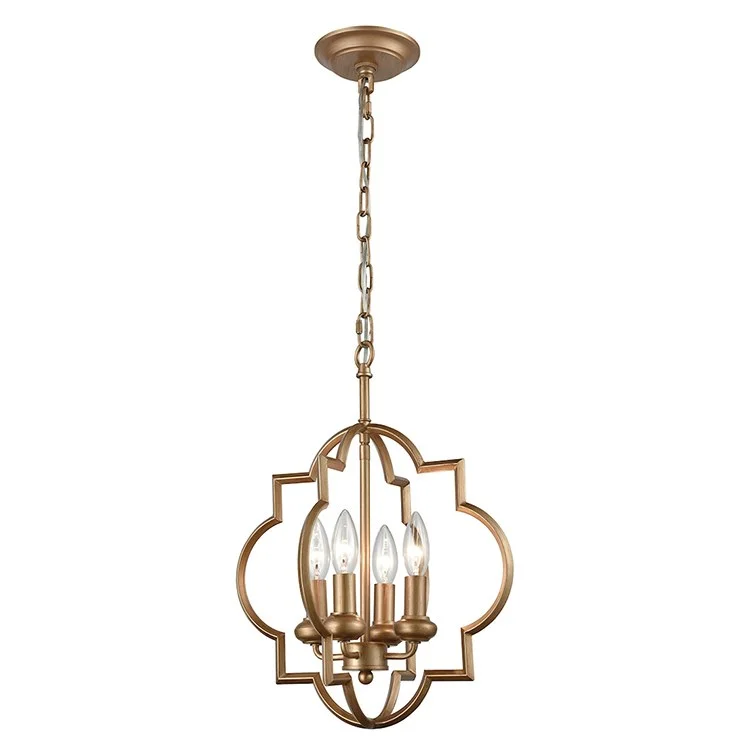 Chandeliers with Metal Frames in Copper FinishChandette Four-Light Chandelier