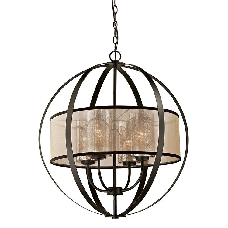 Chandeliers with Metal Frames in Copper FinishDiffusion Four-Light Globe Chandelier