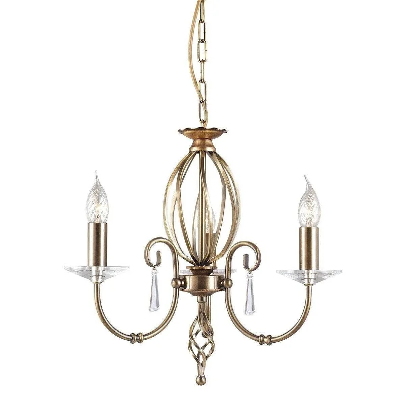 Small Chandeliers for Compact RoomsElstead Aegean Aged Brass 3 Light Chandelier