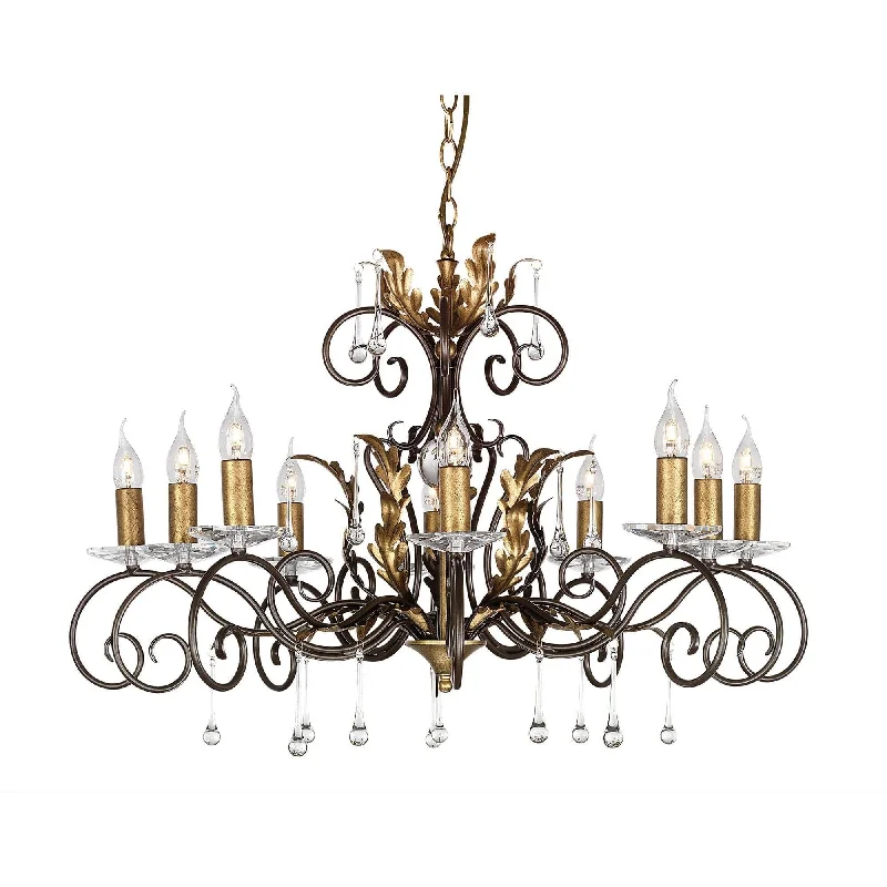 Chandeliers for Low Ceilings to Avoid OvercrowdingElstead Amarilli 10 Light Bronze & Gold Chandelier