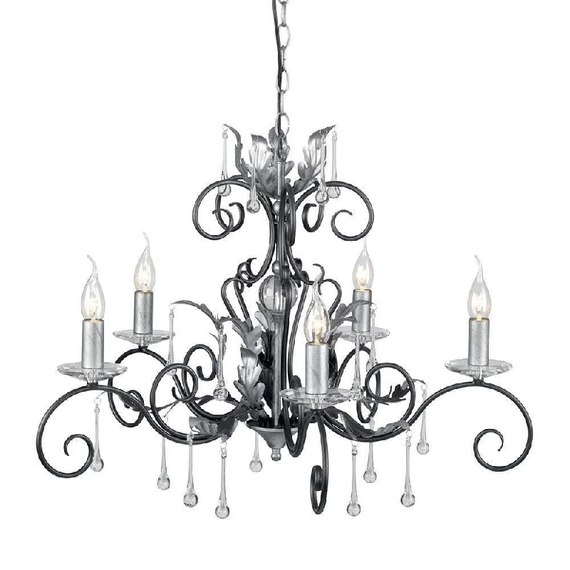 Chandeliers with Venetian Glass for a Luxurious LookElstead Lighting Amarilli 5 Light Black/Silver Chandelier