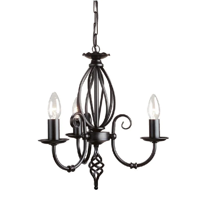 Mid - Century Modern Chandeliers for Vintage AppealElstead Lighting Artisan Black 3 Light Chandelier