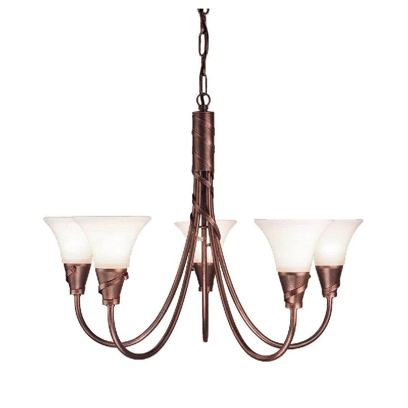 Chandeliers with Metal Frames in Gold FinishElstead Emily 5 Light Copper Chandelier Ceiling Light