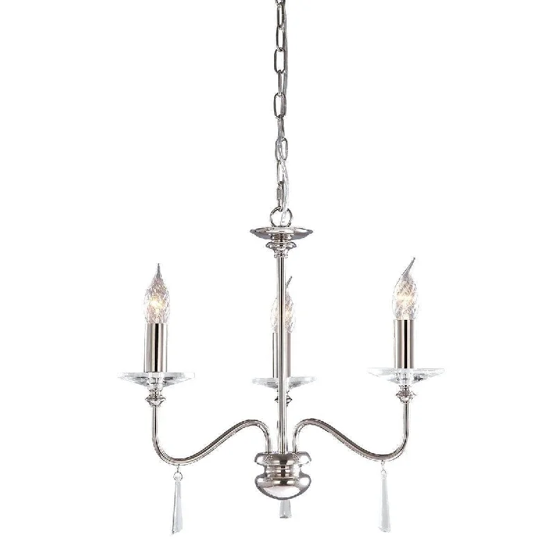 Traditional Brass Chandeliers for Classic InteriorsElstead Finsbury Park Polished Nickel 3 Light Chandelier