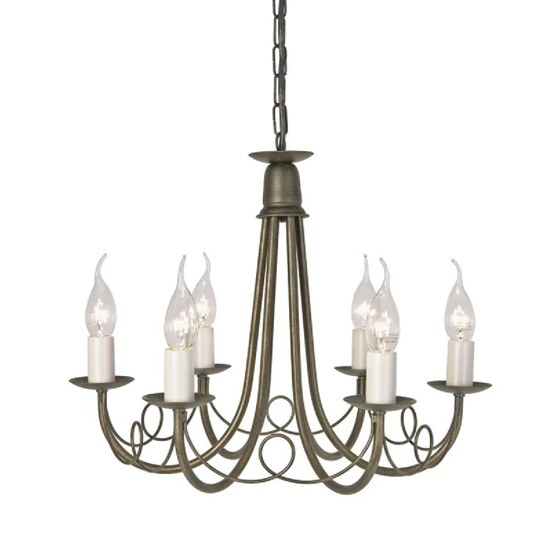 Chandeliers with Metal Frames in Gold FinishElstead Minster Ivory & Gold 6 Light Chandelier