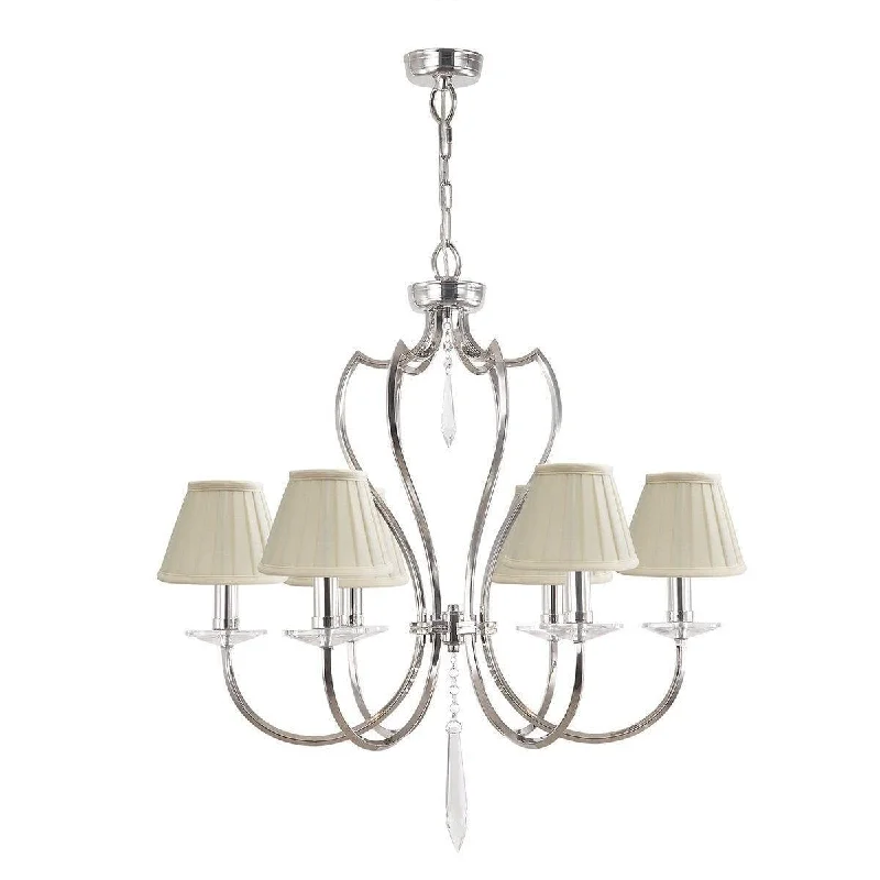 Chandeliers for Dining Rooms to Set the Mood for MealsElstead Pimlico Polished Nickel 6 Light Chandelier