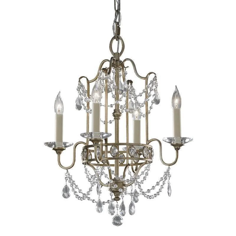 Chandeliers with Clear Crystal for a Sparkling EffectFeiss Gianna 4 Light Gilded Silver Chandelier