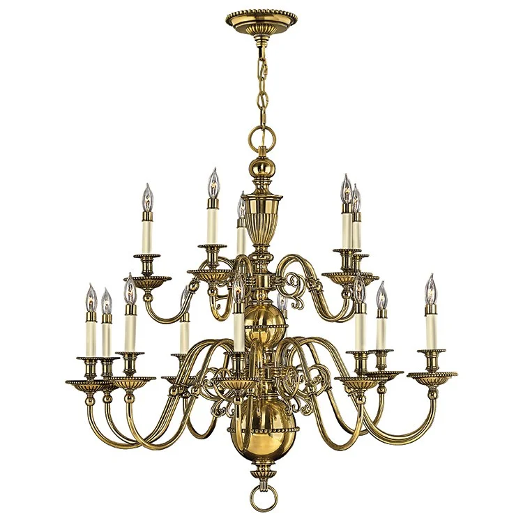 Chandeliers with Metal Frames in Black FinishCambridge Fifteen-Light Two-Tier Chandelier