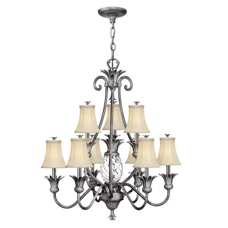 Chandeliers with Dimmable Lights for Ambiance ControlHinkley Plantation Polished Antique Nickel 9 Light Chandelier