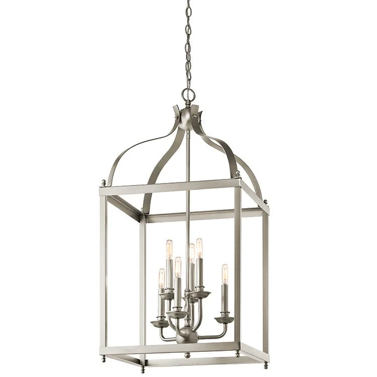 Chandeliers with Frosted Glass for a Softer Light DiffusionLarkin Six-Light Foyer Chandelier