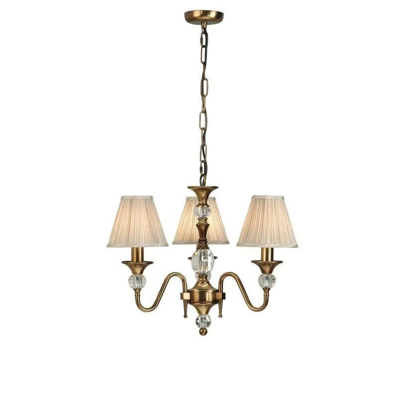 Ceiling - Mounted Chandeliers for Standard CeilingsPolina 3 Light Antique Brass Chandelier With Beige Shades