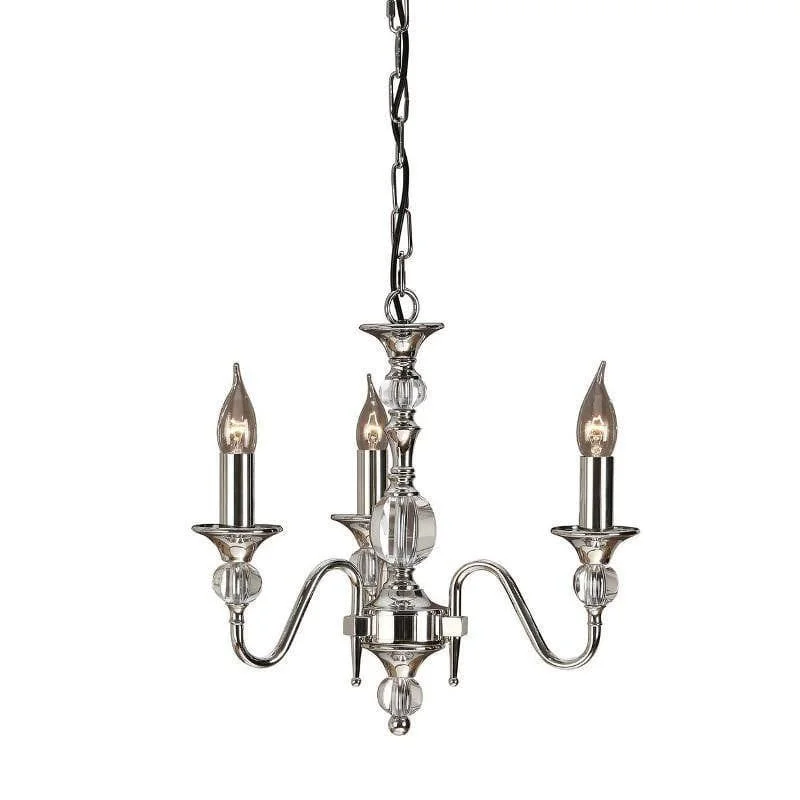 Chandeliers with Metal Frames in Bronze FinishPolina 3 Light Polished Nickel Finish Chandelier