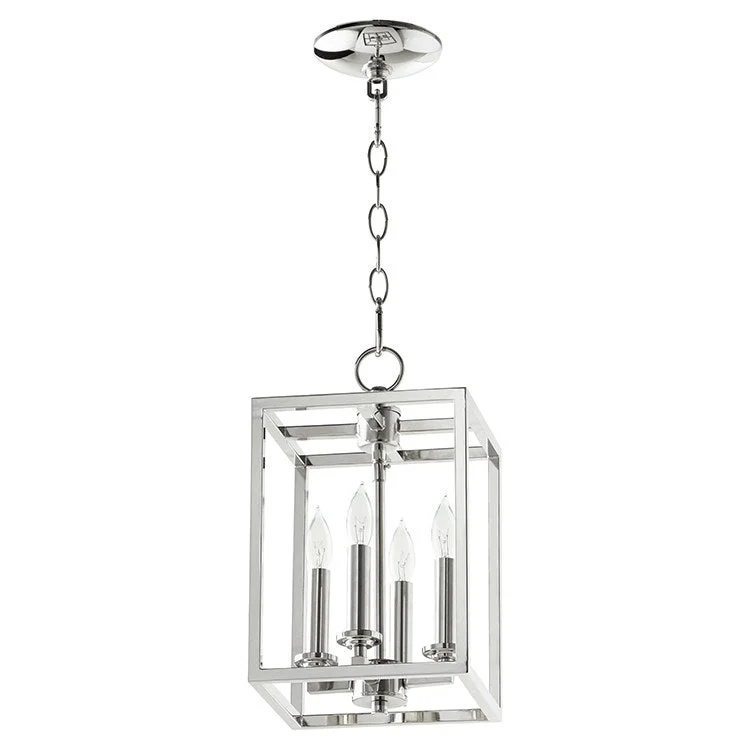 Chandeliers with Metal Frames in Bronze FinishCuboid Four-Light Foyer Chandelier