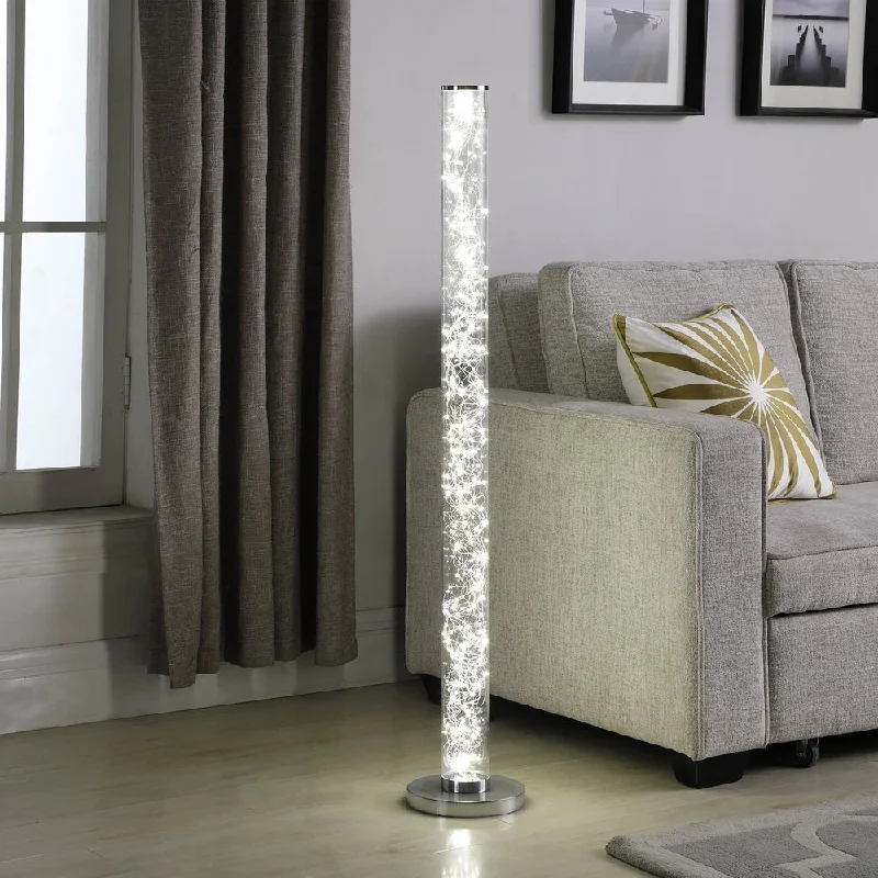 Bohemian Inspired Floor Lamp for Eclectic Home Decor49 In. Exposed Rope LED Minari Clear Column Floor Lamp