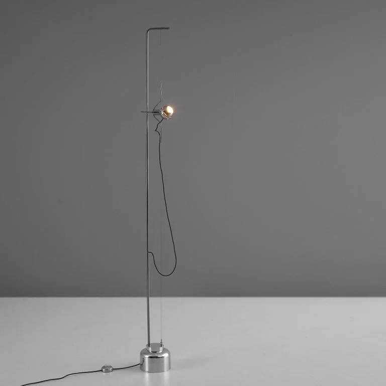 Modern Minimalist Floor Lamp for Contemporary Living RoomsAngelo Lelii for Arredoluce 'Filo Sfera' Floor Lamp in Chromium-Plated Metal