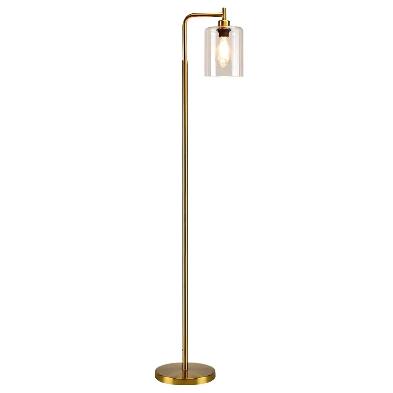 Bohemian Inspired Floor Lamp for Eclectic Home DecorDLLT Modern Floor Lamp, Metal Reading Tall Pole Light with Hanging Glass Shade, Farmhouse Standing Industrial Floor Lamps, Brass Tall Lighting for Living Room Bedroom Office (Bulb Included)