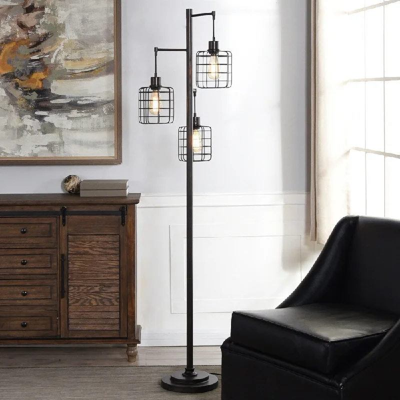 Dimmable Floor Lamp for Adjustable Lighting AmbianceCarbon Loft Memnet 3-light Caged Cylinder Wire Pendant Floor Lamp