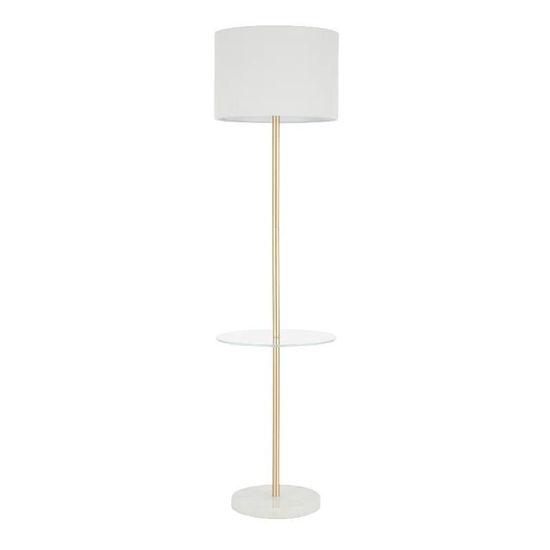 Fabric Floor Lamp with a Linen Shade for a Relaxed AestheticChloe Contemporary Floor Lamp with Clear Glass Shelf - N/A