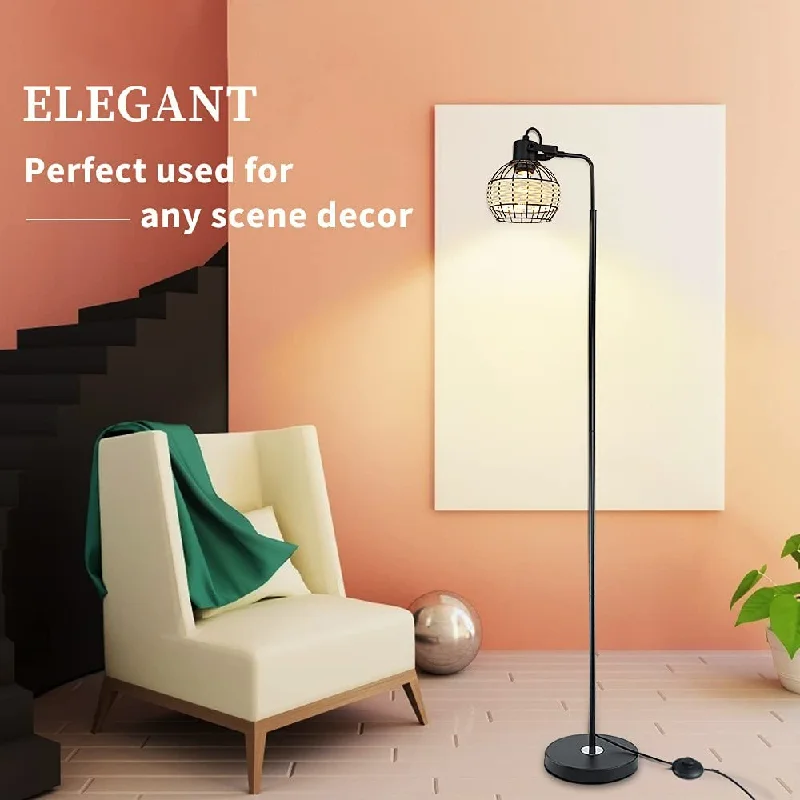 Marble Base Floor Lamp for a Touch of LuxuryDepuley LED Floor Lamp, Adjustable Head Standing Lamp with Heavy Metal Based, Farmhouse Tall Rattan Floor Lamps Reading Lighting