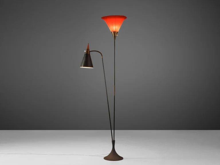 Smart Floor Lamp with Voice Control and Bluetooth ConnectivityDelicate Floor Lamp with Red Tulip Shade