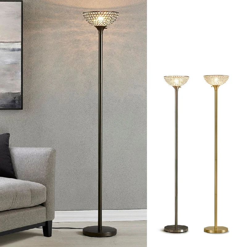 Rustic Farmhouse Style Floor Lamp for Cozy BedroomsHOMEGLAM Lucie 71-inch Crystal Shade Torchiere Floor Lamp