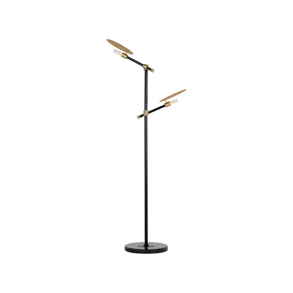 Industrial Style Floor Lamp with Exposed Bulbs for Loft ApartmentsNeela Floor Lamp Modern Black Brass Design Marble Base