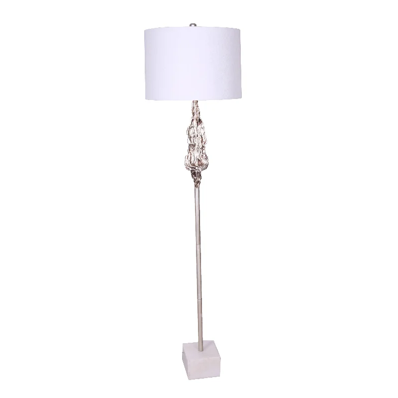 USB Charging Port Floor Lamp for Convenient Device ChargingPOLYRESIN  FLOOR LAMP,SILVER