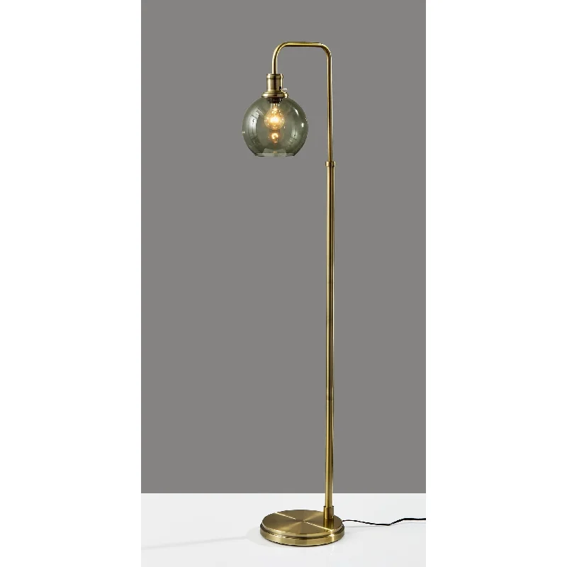 USB Charging Port Floor Lamp for Convenient Device ChargingSmoked Glass Floor Lamp - Brass