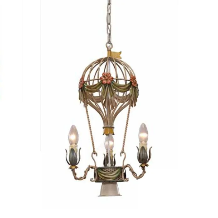 Tropical - Themed Ceiling Lights with Palm - Leaf Shapes and Rattan Wraps1950'S Style Hot Air Balloon Chandelier