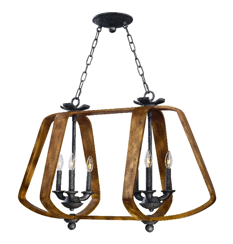 Metal Ceiling Lights in Brass, Copper, Stainless Steel, and IronRoad House 6-Light Chandelier