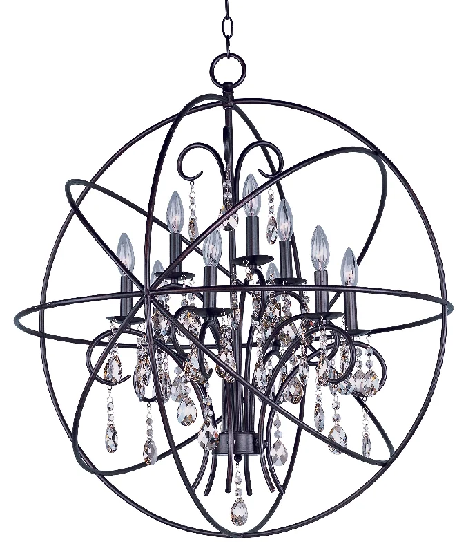 Art Deco Ceiling Lights with Geometric Patterns and Metallic FinishesOrbit 9-Light Pendant