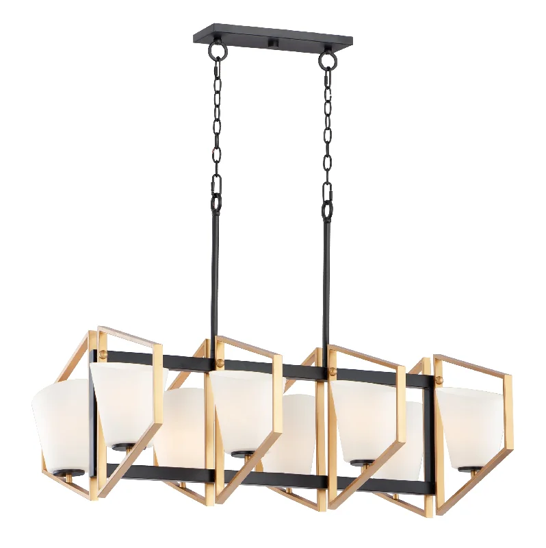 Art Deco Ceiling Lights with Geometric Patterns and Metallic Finishes8-Light Linear Pendant