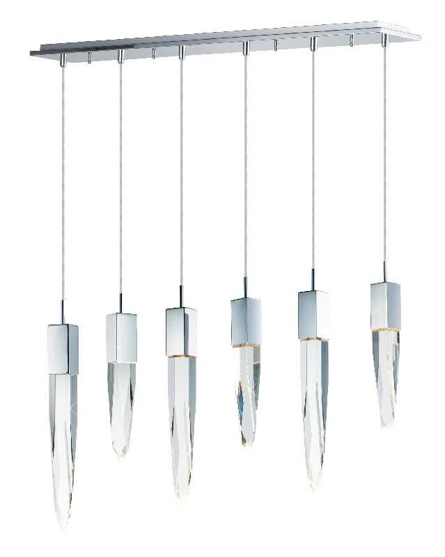 Industrial Style Ceiling Lights with Exposed Bulbs and Metal CagesQuartz LED 6-Light Pendant