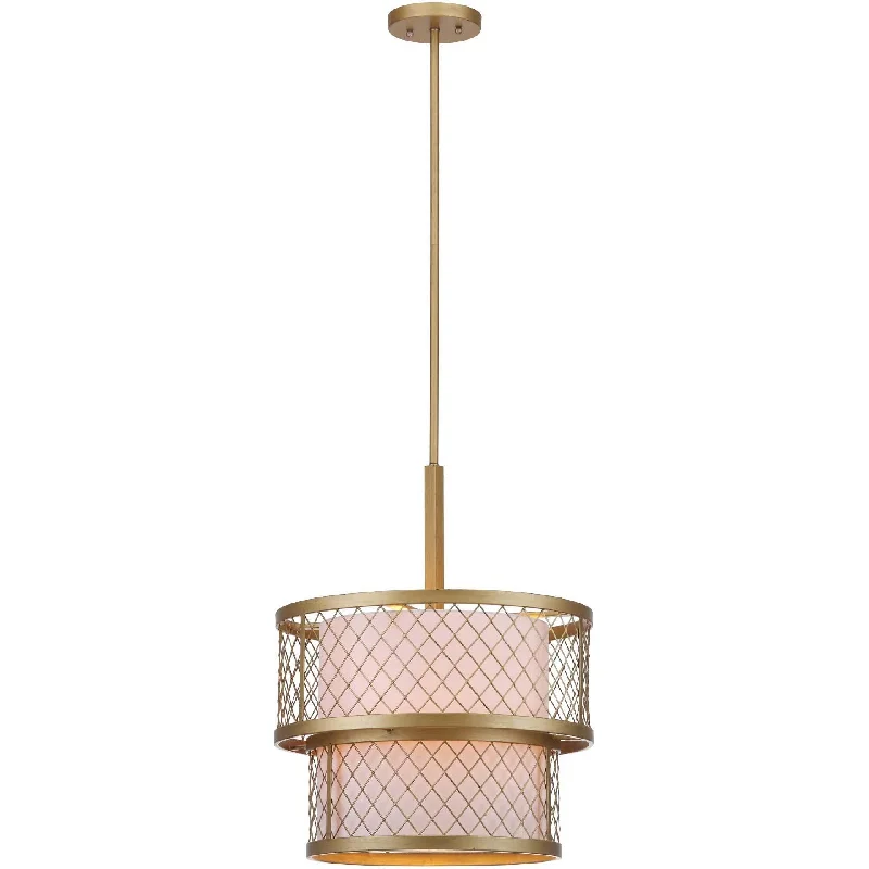 Glass Ceiling Lights with Frosted, Colored, or Etched GlassEverett Antique Gold Mesh Adjustable Pendant