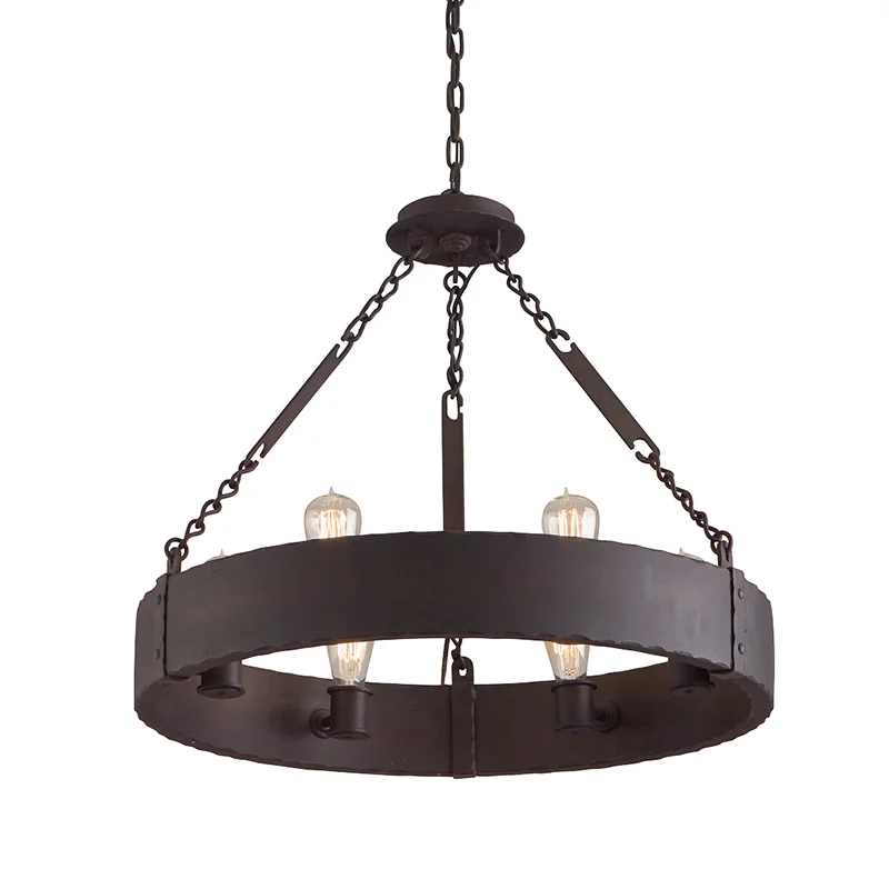 Rustic Ceiling Lights with Reclaimed Wood and Distressed FinishesJACKSON 6LT PENDANT MEDIUM