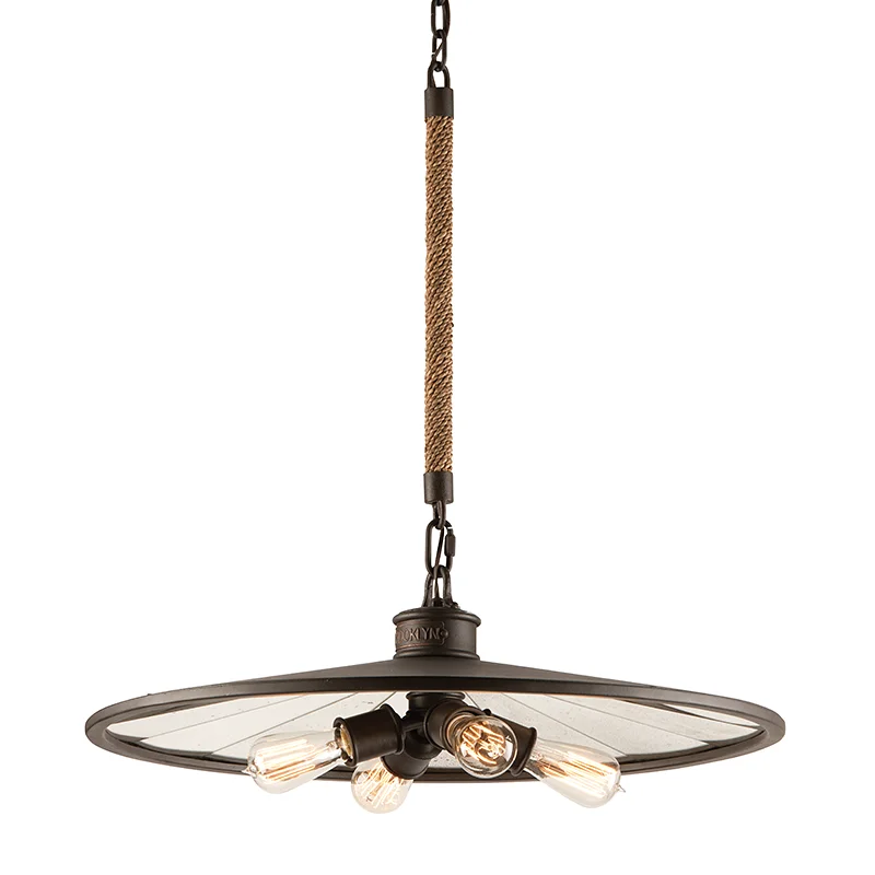 Industrial Style Ceiling Lights with Exposed Bulbs and Metal CagesBROOKLYN 4LT PENDANT MEDIUM