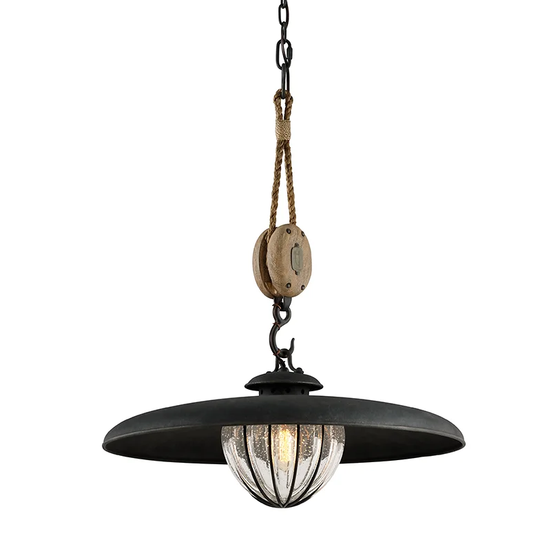 Industrial Style Ceiling Lights with Exposed Bulbs and Metal CagesMURPHY 1LT PENDANT WITH SHADE MEDIUM