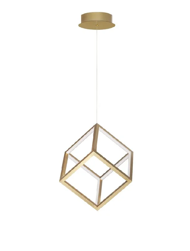 Metal Ceiling Lights in Brass, Copper, Stainless Steel, and IronGAB Gold Aluminium & Silicone Cube Pendant - ID 10181