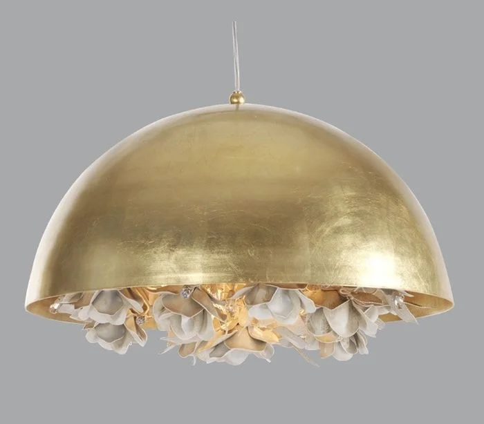 Art Nouveau Ceiling Lights with Organic, Flowing ShapesGold Metal Chandelier With Silver Roses & Premium Elements