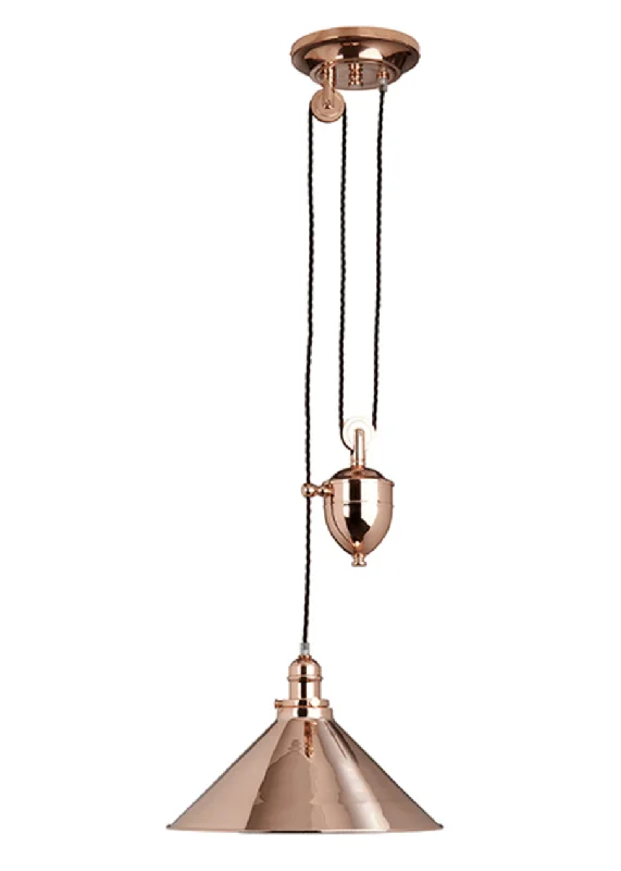 Metal Ceiling Lights in Brass, Copper, Stainless Steel, and IronGrenoble Polished Copper Rise and Fall Pendant - ID 7925