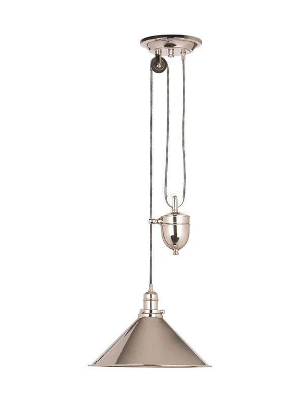 Victorian - Inspired Ceiling Lights with Ornate Crystal ChandeliersGrenoble Polished Nickel Rise and Fall Pendant - ID 914