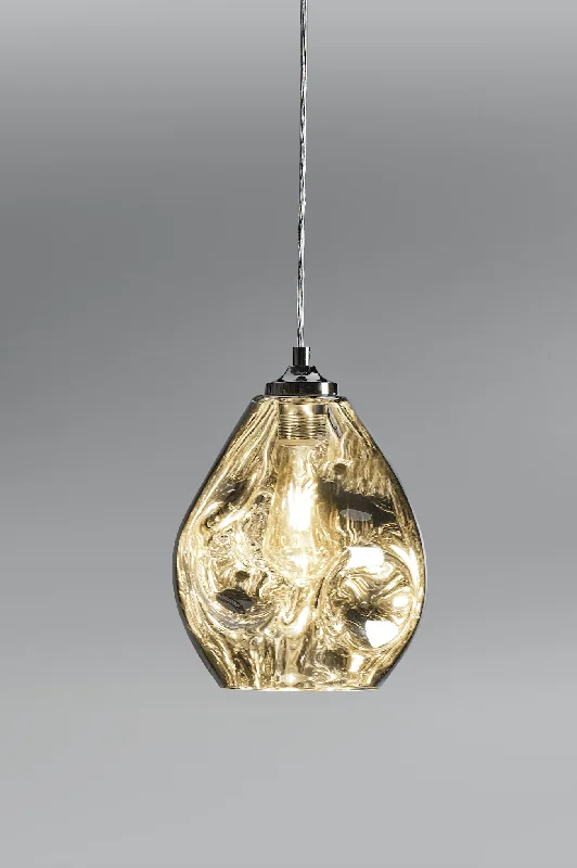 Art Nouveau Ceiling Lights with Organic, Flowing ShapesHague Spun Glass Single Pendant In Chrome - ID 9099