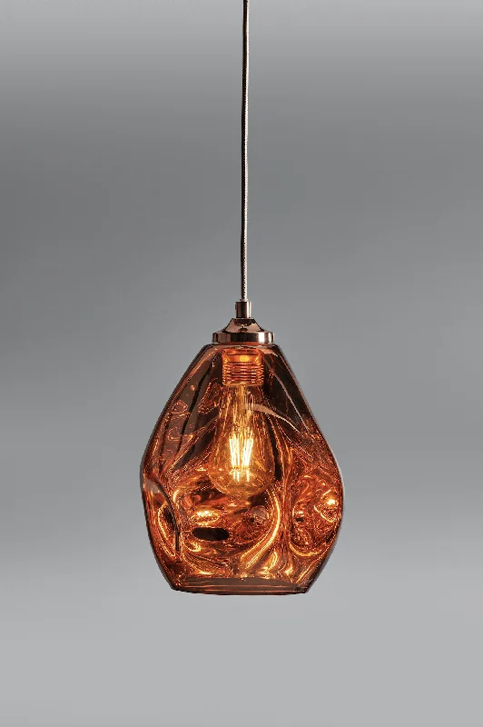 Tropical - Themed Ceiling Lights with Palm - Leaf Shapes and Rattan WrapsHague Spun Glass Single Pendant In Copper - ID 9097