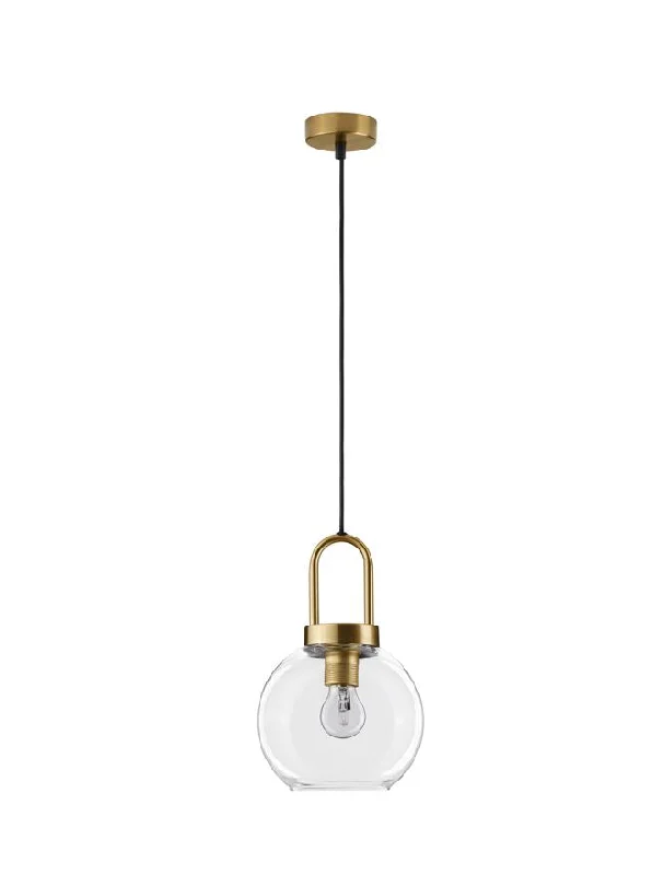 Rustic Ceiling Lights with Reclaimed Wood and Distressed FinishesIRV Clear Glass & Brass Gold Metal Single Pendant - ID 11850