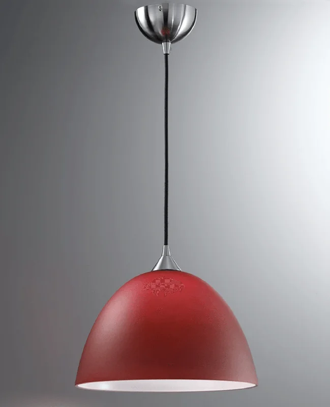 Gothic Ceiling Lights with Dark Metalwork and Pointed ArchesGolspie Medium Red Glass Single Pendant - ID 4911