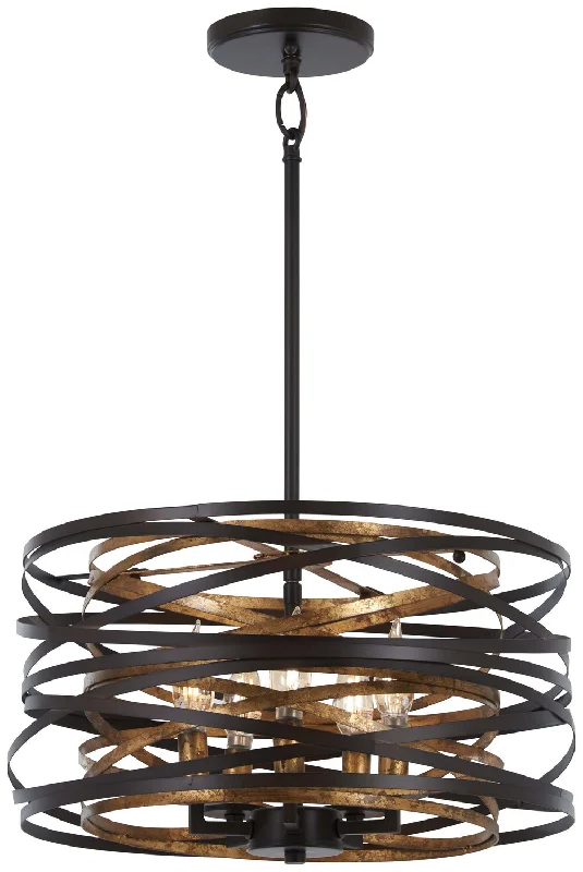 Art Deco Ceiling Lights with Geometric Patterns and Metallic FinishesVortic Flow Pendant (Convertible To Semiflush)