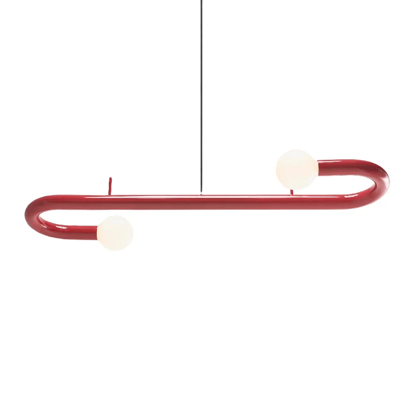 Tropical - Themed Ceiling Lights with Palm - Leaf Shapes and Rattan WrapsPendant Curva in Bright Red