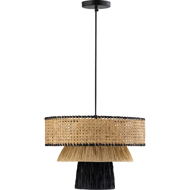 Bohemian Ceiling Lights with Beads, Tassels, and Colorful GlassRyder Pendant Black/Natural